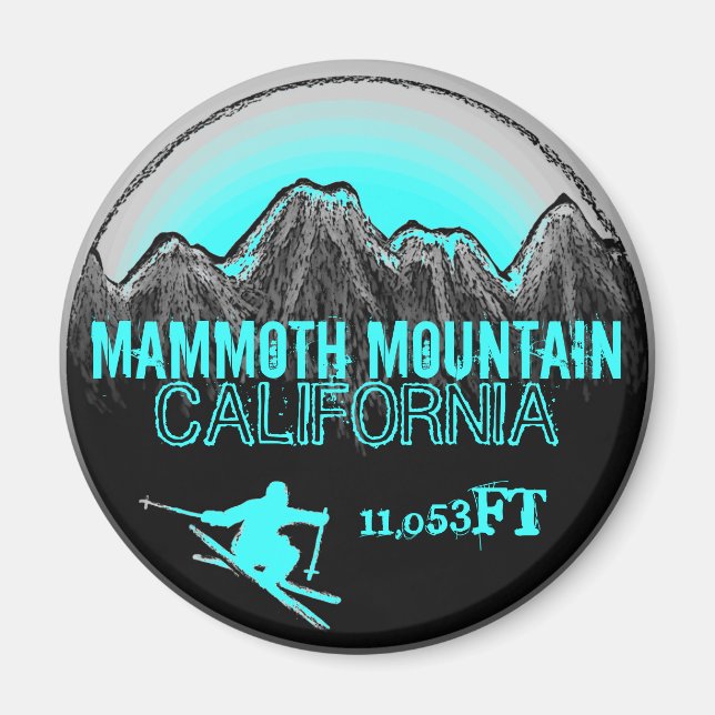 aimant de ski turquoise Mammoth Mountain Californi (Devant)