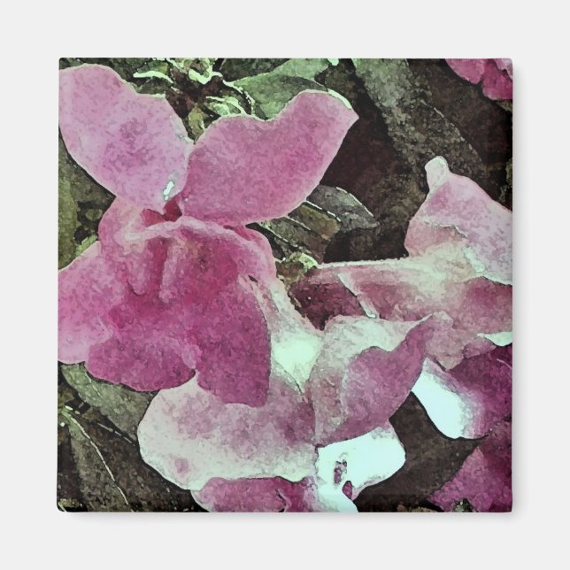aimant de snapdragons à aquarelle violette (Devant)