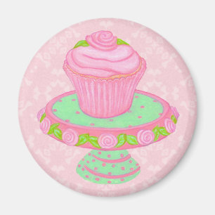 Aimant de soie de cupcake rose