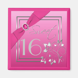 Aimant de Sweet sixteen rose et argenté
