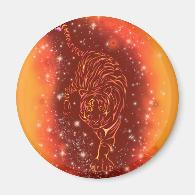 Aimant De Tigre Courant À Galaxy Starry Night (Devant)