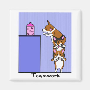 Aimant de travail d'équipe de corgi