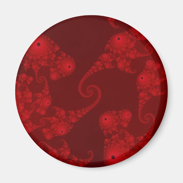 Aimant de troupe Hippocampe Rouge Profond (Devant)