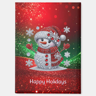 Aimant de vacances bonhomme de neige Strass