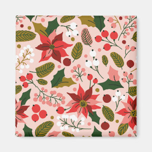 Aimant de vacances d'hiver de Poinsettia