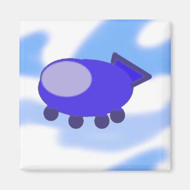Aimant de vaisseau spatial bleu volant (Devant)