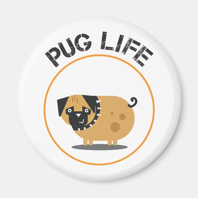 Aimant de vie de chien Pug (Devant)