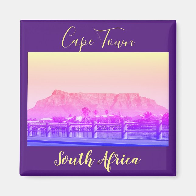 Aimant de vue paysagère de Table Mountain au Cap (Devant)
