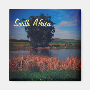 Aimant de vue paysagère d'étang d'arbres d'Afrique