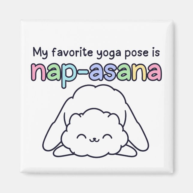 Aimant de yoga drôle "Nap-asana" en forme de nuage (Devant)
