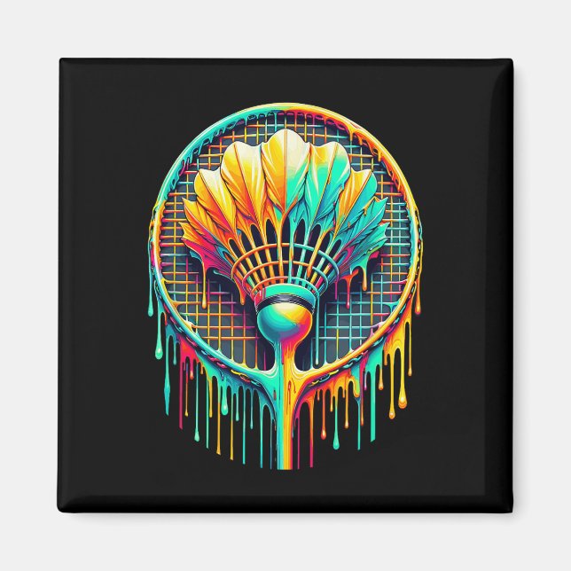 Aimant Déchirer Paint Badminton Player Shuttle Racket (Devant)