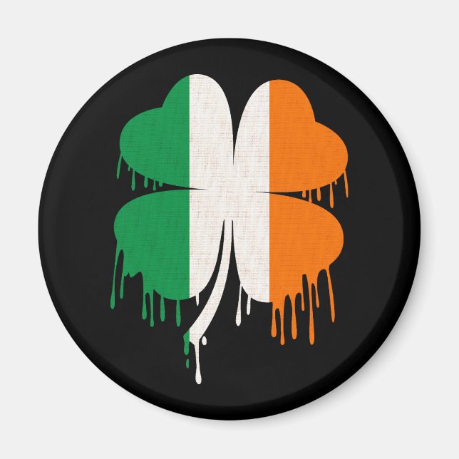Aimant Déchirer quatre feuilles Clover drapeau irlandais (Devant)