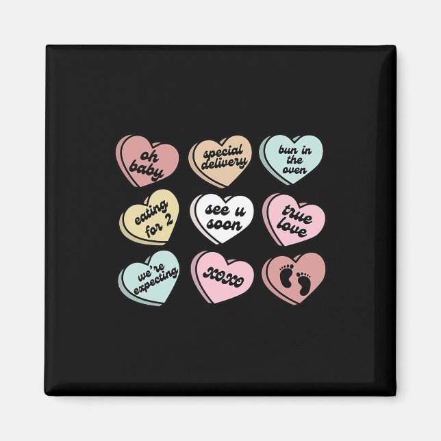 Aimant Déclaration de grossesse avec des bonbons coeurs d (Devant)