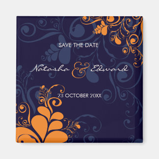 Aimant Déco Feuille Floral Flacons Marine Bleu Enregistre
