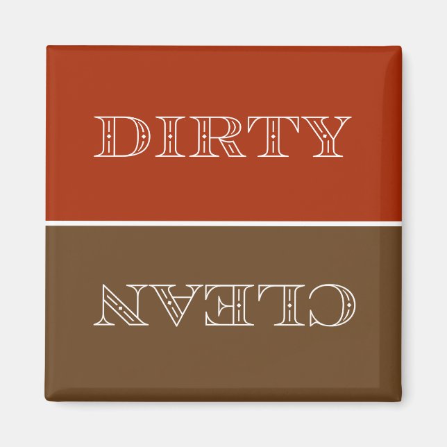 Aimant Déco Lave-vaisselle propre/sale (orange/marron) (Devant)