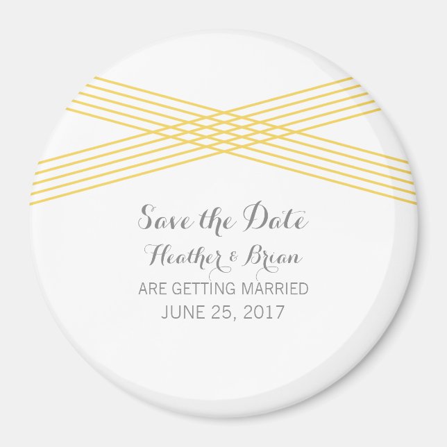 Aimant Déco moderne jaune Enregistrer l'aimant de date (Devant)