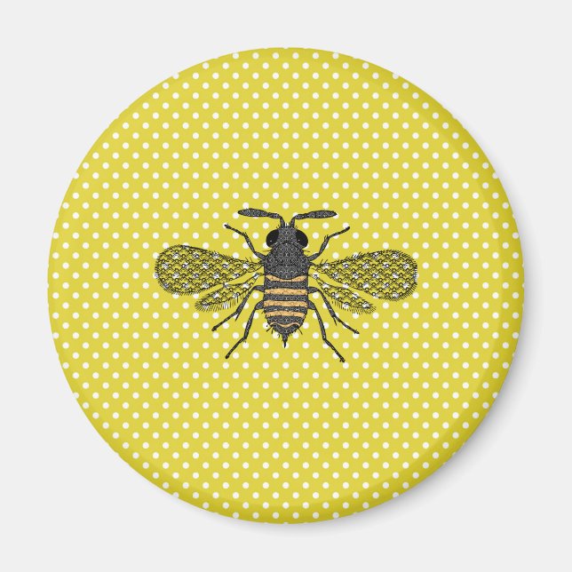 Aimant Décor cadeau Motif BEE Jaune Polkadot tendance Nou (Devant)