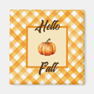 Aimant Décor de Citrouille orange rustique Hello Fall