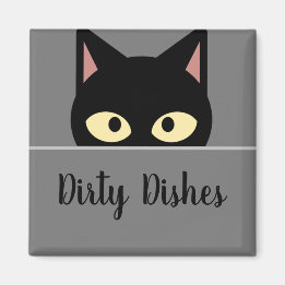 Aimant Décor de cuisine félin' Chat noir Vaisselle sale