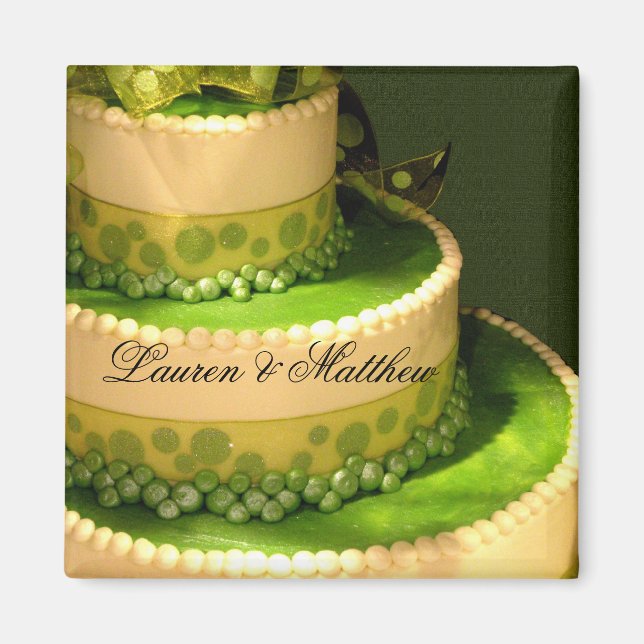 Aimant Décor de gâteau Mariage vert irlandais (Devant)