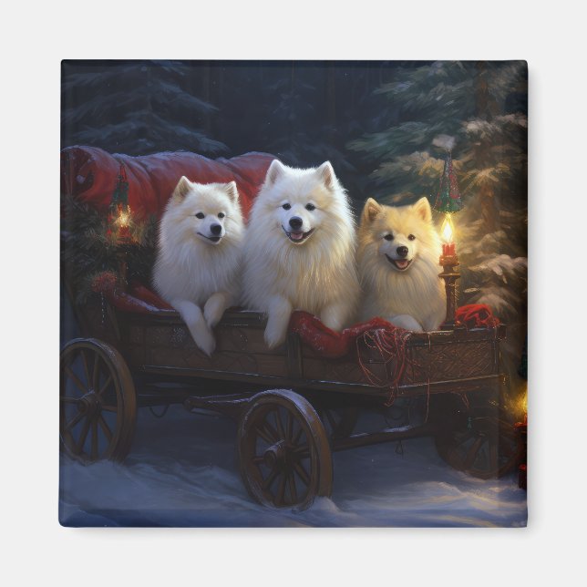 Aimant Décor de Noël américain esquimau enneigé (Devant)