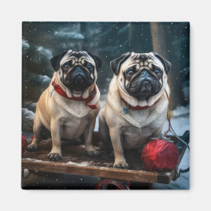 Aimant Décor de Noël carlin Snowy Sleigh