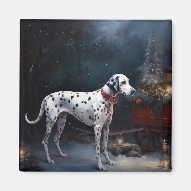 Aimant Décor de Noël Dalmatien Snowy (Devant)