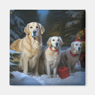 Aimant Décor de Noël pour retrieur d'or