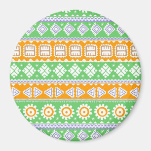 Aimant Décor ethnique motif vert orange