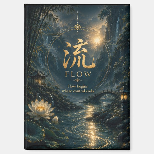 Aimant décoratif de caractère chinois 流 Flow (Liú) (Recto)