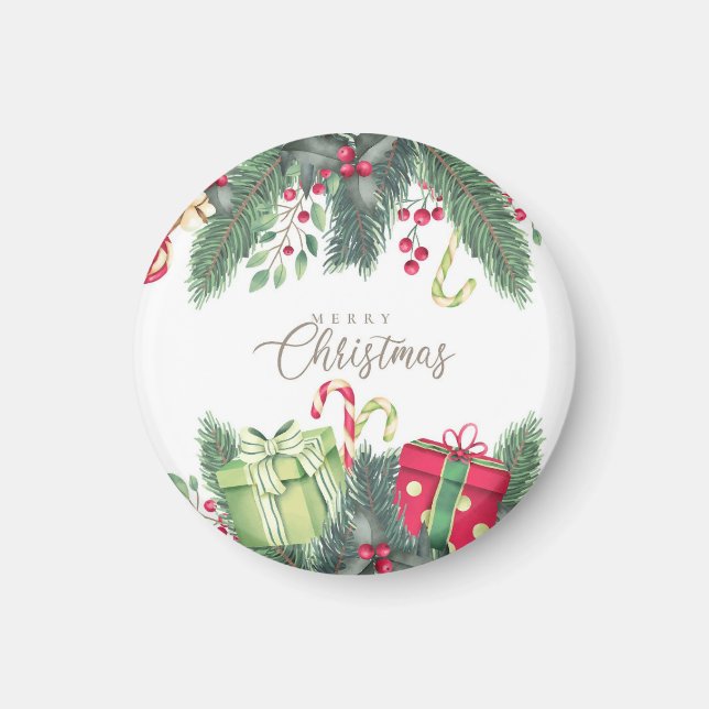 Aimant Décoration de cadeaux de sapin de Noël (Devant)