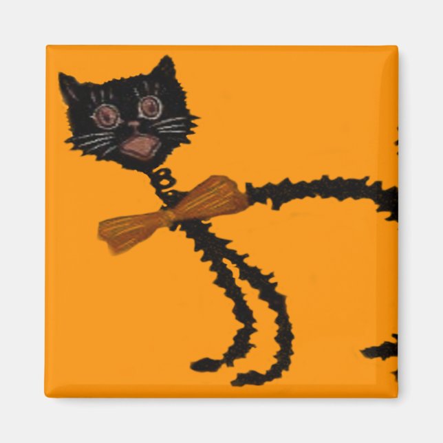 Aimant Décoration d'Halloween de chat noir Springy (Devant)