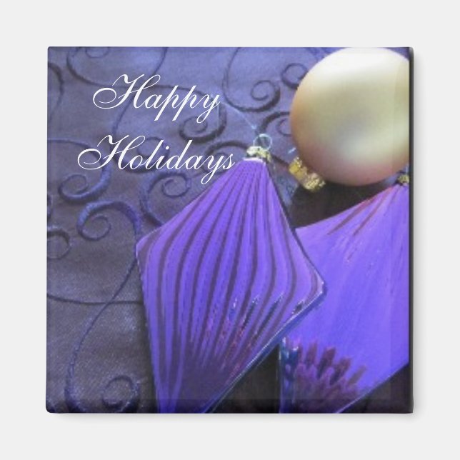 Aimant Décorations de Noël élégantes violettes (Devant)