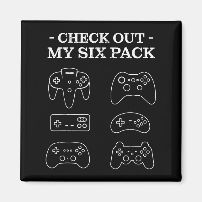 Aimant Découvrez Mon 6 Pack Gamer Vidéo Gamers Amusants G (Devant)