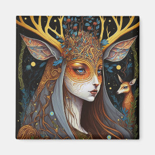 Aimant Deer Lady Imaginaire Art