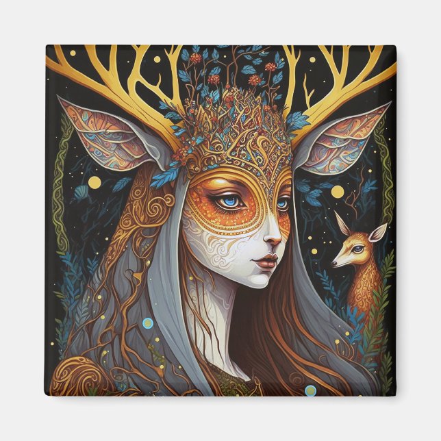 Aimant Deer Lady Imaginaire Art (Devant)