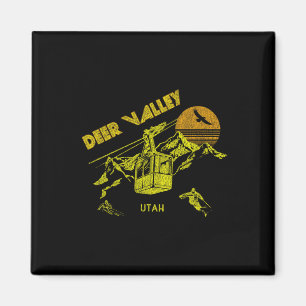 Aimant Deer Valley Utah Retro Skiing Tee
