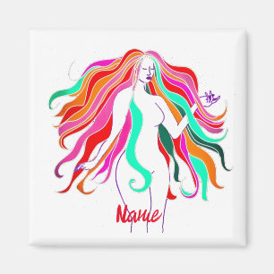 Aimant Déesse aux cheveux longs multicolores Thunder_Cove
