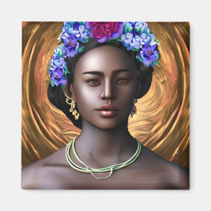 Aimant Déesse noire   African-American Woman AI Art