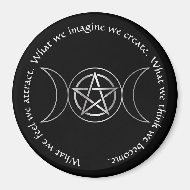 Aimant Déesse triple Lune Wicca Pentacle (Devant)