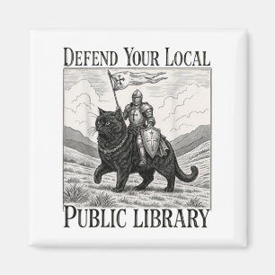 Aimant Défendre votre bibliothèque publique locale Funny 