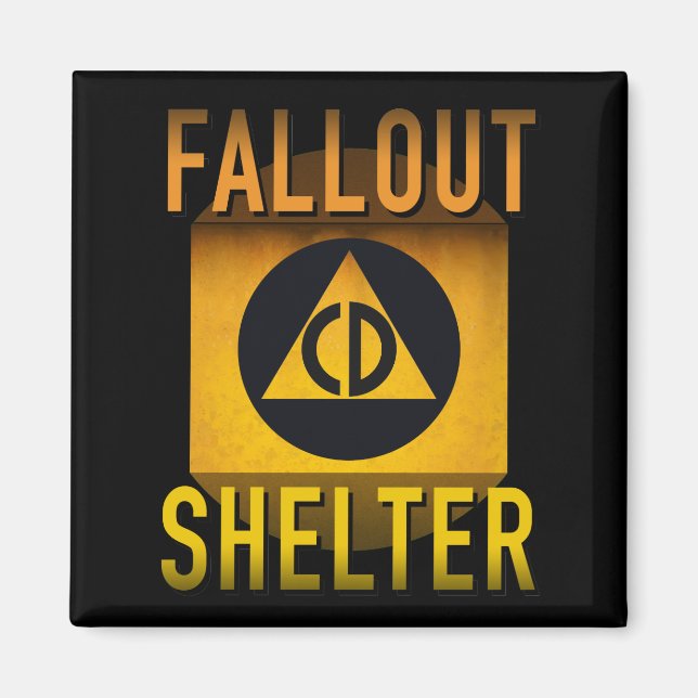 Aimant Défense Civile Fallout Shelter Age atomique Grunge (Devant)