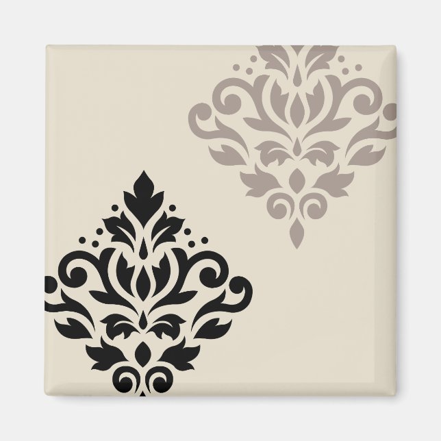 Aimant Défiler Damask Art I Black Taupe Crème (Devant)