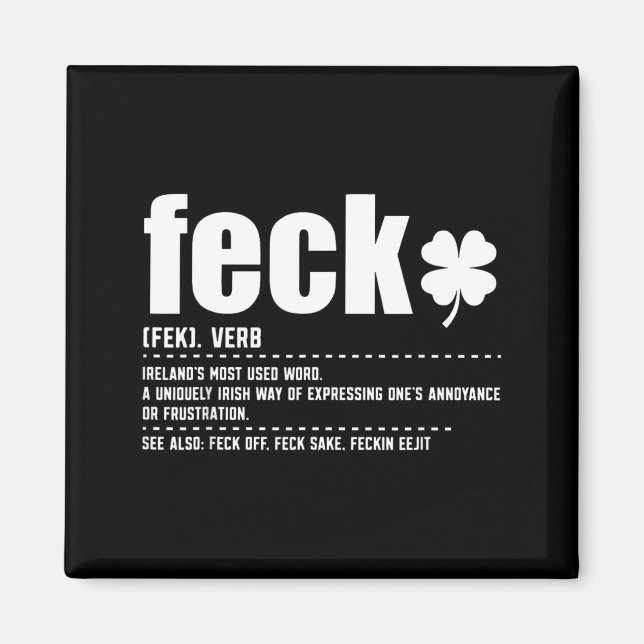 Aimant Définition de Feck Drôles de dictons irlandais Trè (Devant)