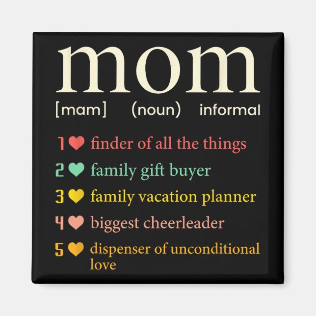 Aimant Définition de nom de maman Maman drôle Fête des mè (Devant)