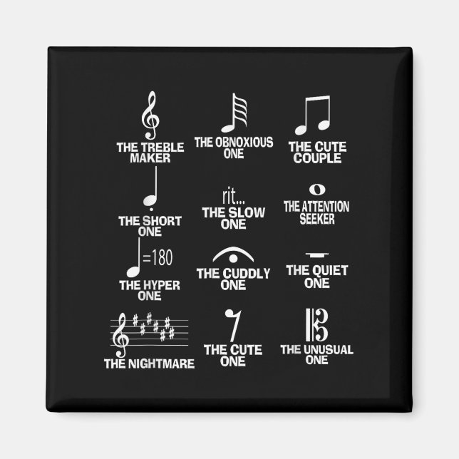 Aimant Définition de symbole de notes de musique Humour D (Devant)