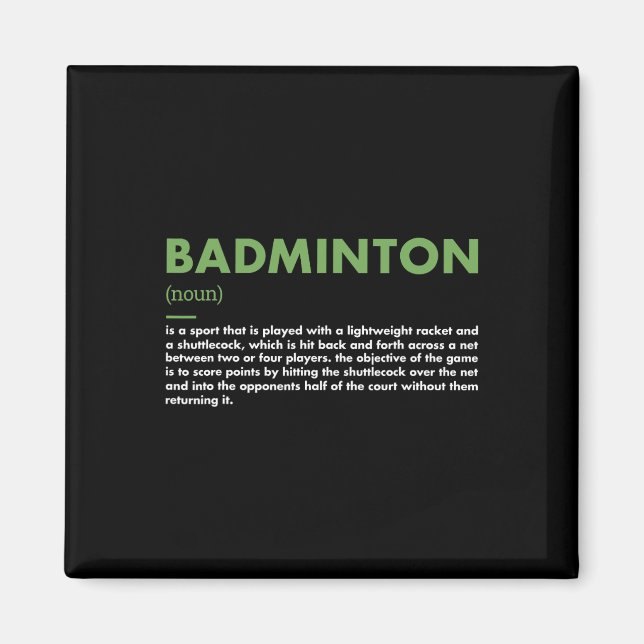 Aimant Définition du sport Badminton (Devant)