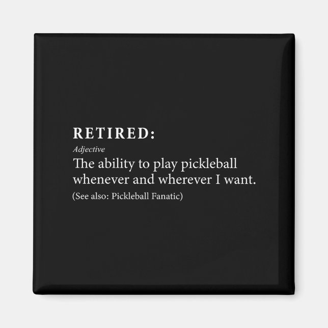 Aimant Définition retraité amateur de pickleball retraite (Devant)