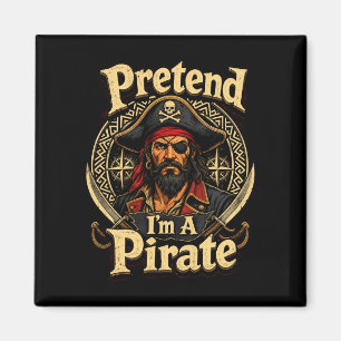 Aimant Déguisement drôle et paresseux de pirate prétendu