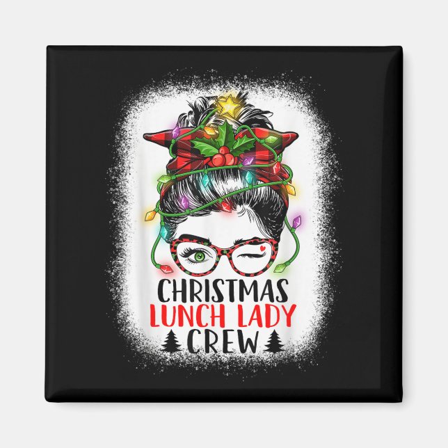 Aimant Déjeuner de Noël Lady Crew Messy Bun Femmes Christ (Devant)